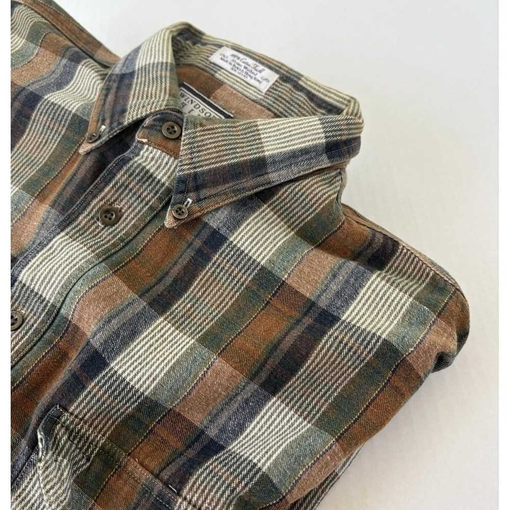Vintage 90's Mens  Shirt Lg Multicolor Striped Twill Windsor Shirt Company Heavy